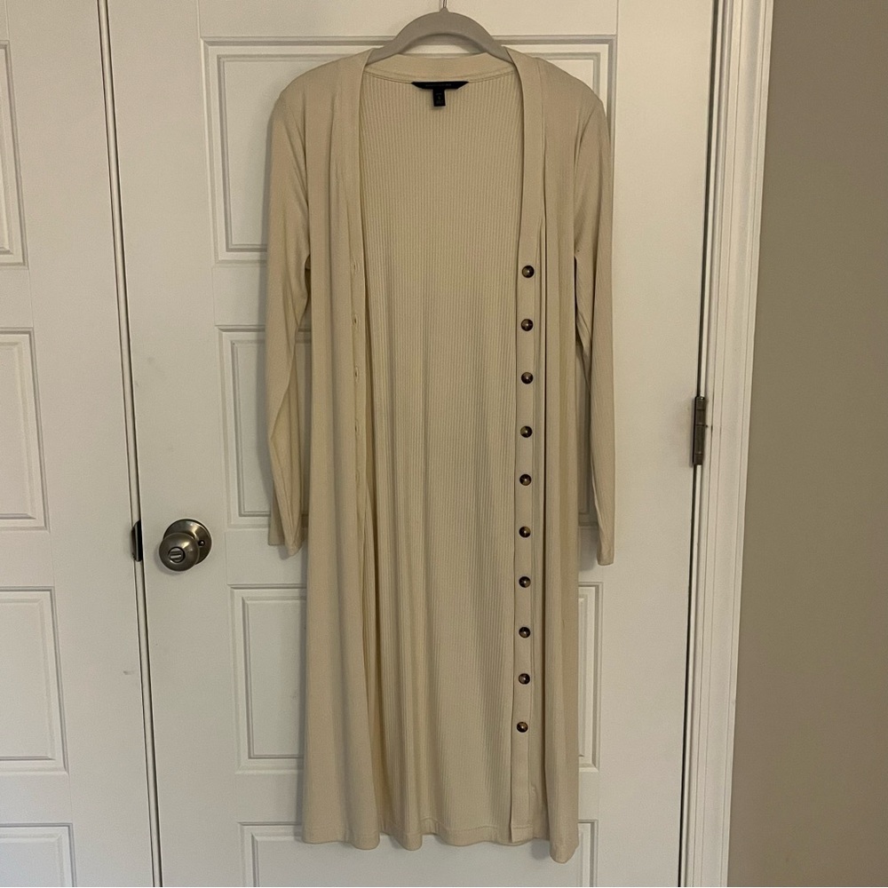 SALE Banana Republic Cream Ribbed Long Cardigan | SP